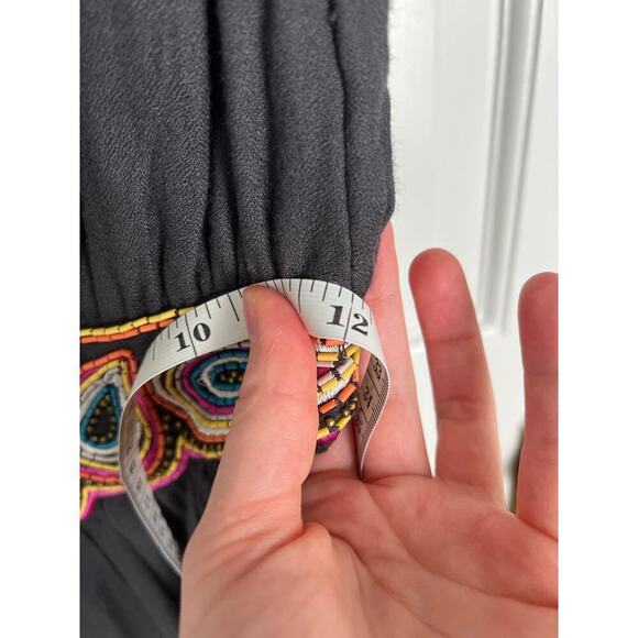 French Connection Y2K Beaded Mini Dress Women's 0 Dark Gray Grecian Style V Neck - Picture 13 of 14